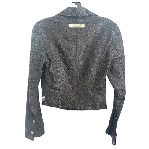 Jean Paul Gaultier Black Textured Blazer Jacket Embossed Pattern Button Details
